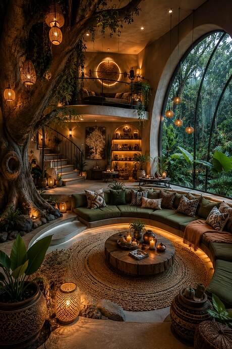 Indoor Jungle Living Room Ideas _ Luxury Nature-Inspired Home Design