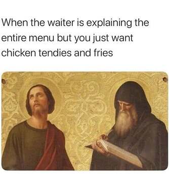waiter explaining menu