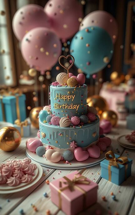Cake and balloons