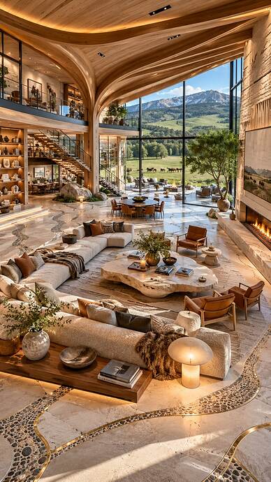 Dream Mountain House Interiors _ Luxury Cabin Living Room