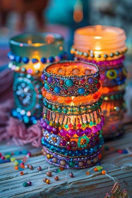 funky colorful bead lamps
