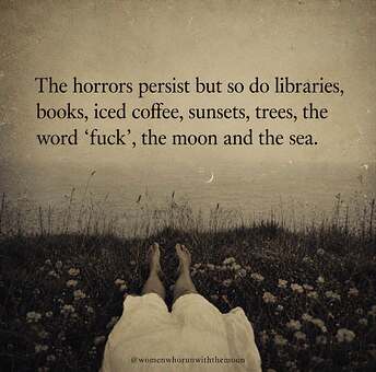 moon ocean books trees