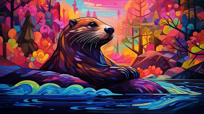 rickthrivingnow_neon_cubist_exuberant_appalachian_river_otter_8a24ce89-9ca0-4560-9b52-3ed1d206c361