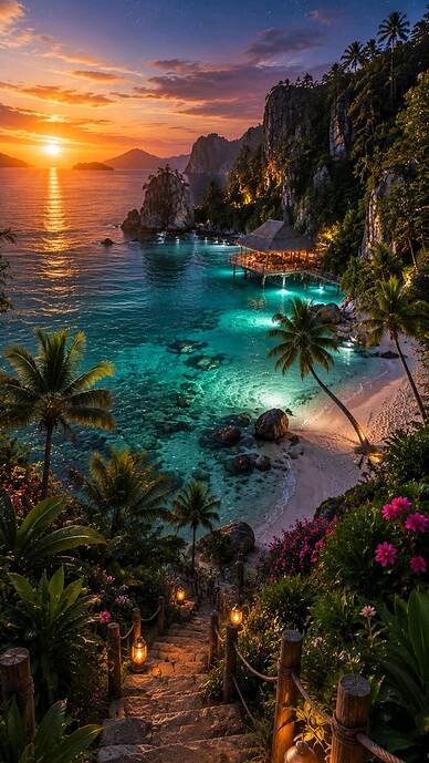 Secret Pearl Island Lagoon Wallpaper HD _ Realistic Tropical Paradise Phone Background