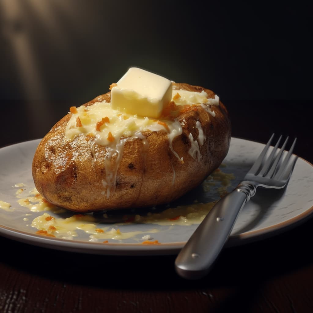 baked potato dripping with butter